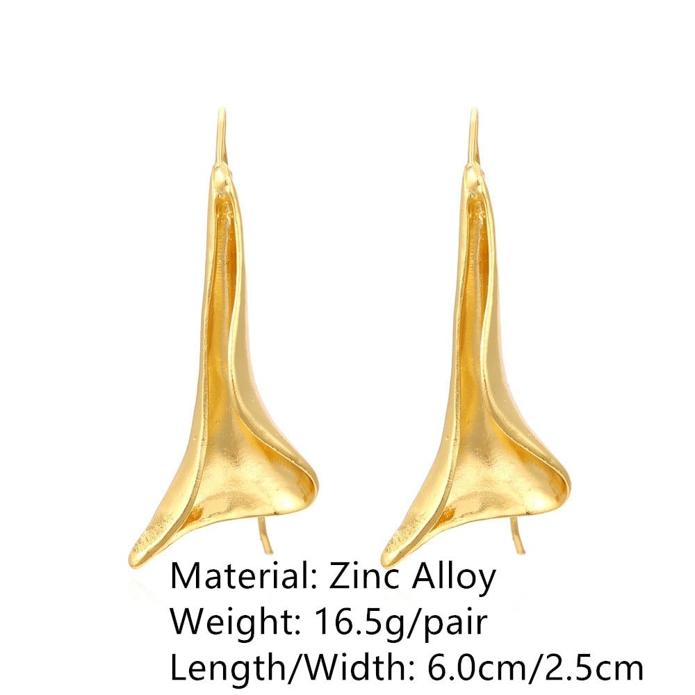 Retro Golden Metal Leaf Stud Earrings