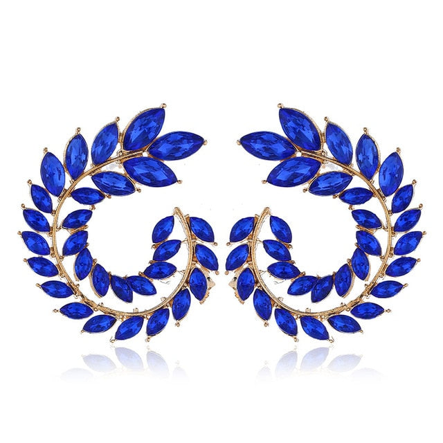 10 Colors Rhinestone Geometric Big Round Earrings