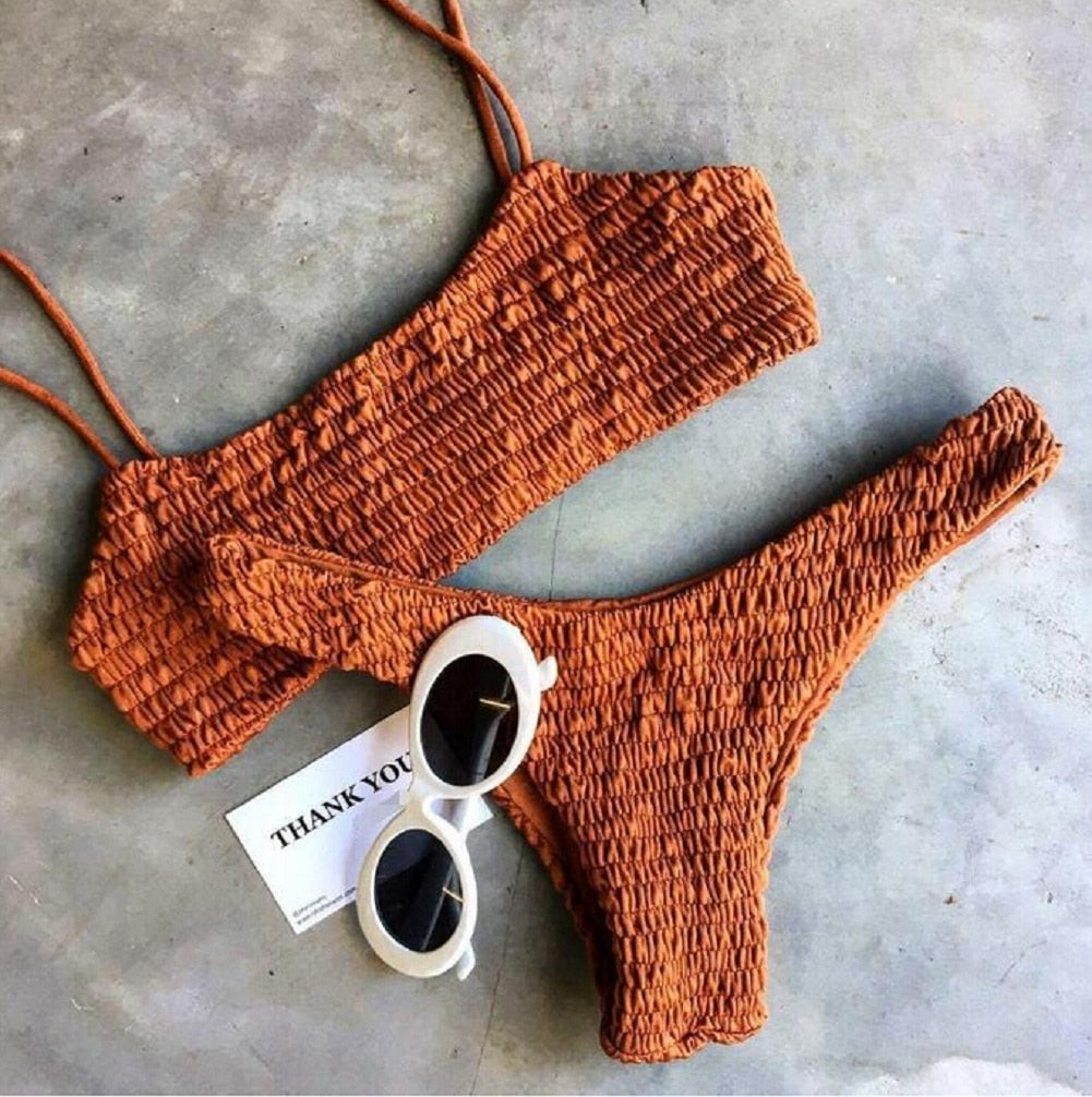 Ruffles Crochet Push-up Bikini Set