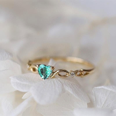 Huitan Simple Heart Ring For Women Female Cute Finger Ring