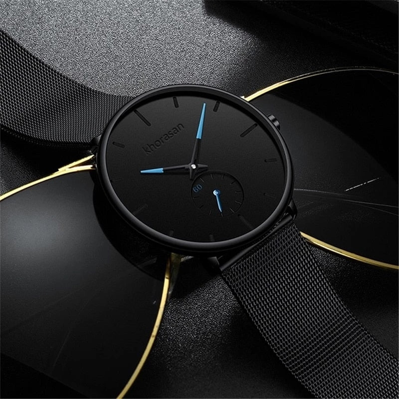 Ultra Thin Minimalist Quartz Stainless Stee Casual Leather Watch