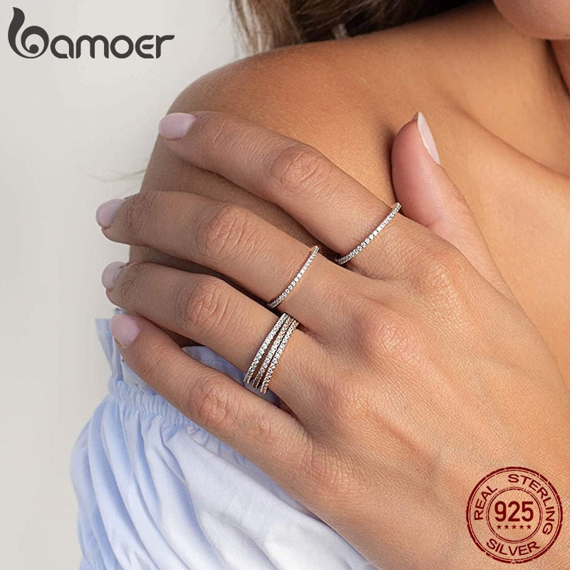 925 Sterling Silver CZ Simulated Diamond Stackable Ring