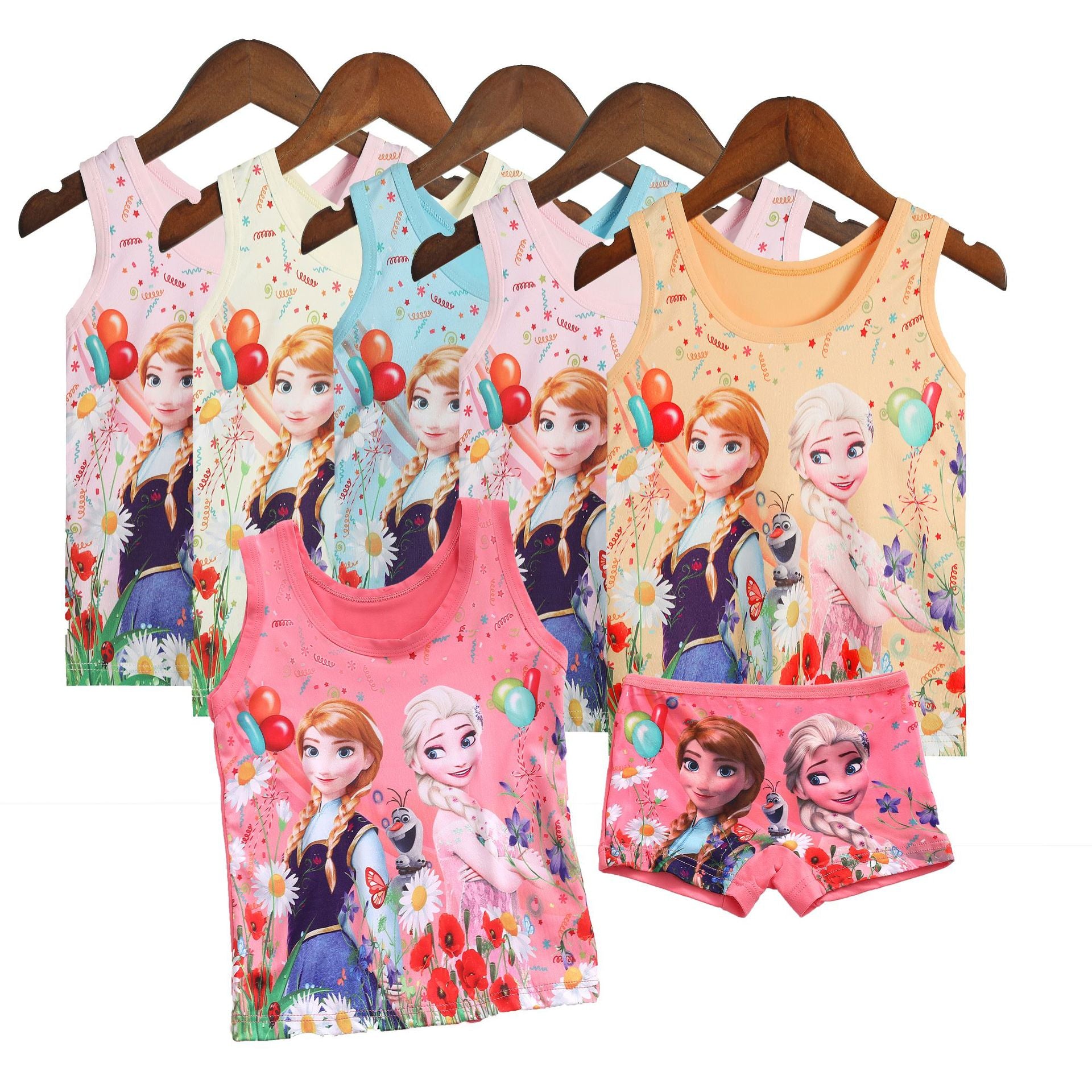 Summer Children's Vest Suit Cartoon Frozen Minnie Kids Short Sleeved