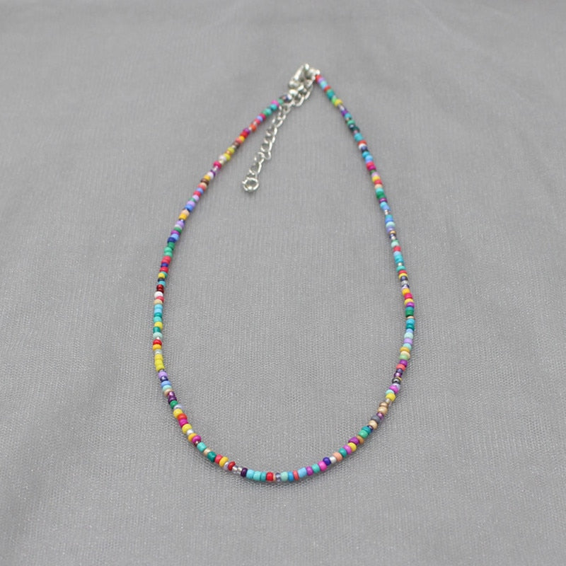 Simple Colorful Seed Beads Strand Choker Necklace