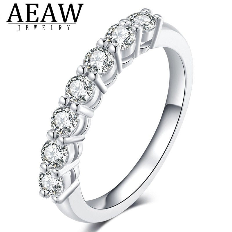 0.7ctw 3mm DF Round Cut Moissanite Lab Grown Diamond Band Ring