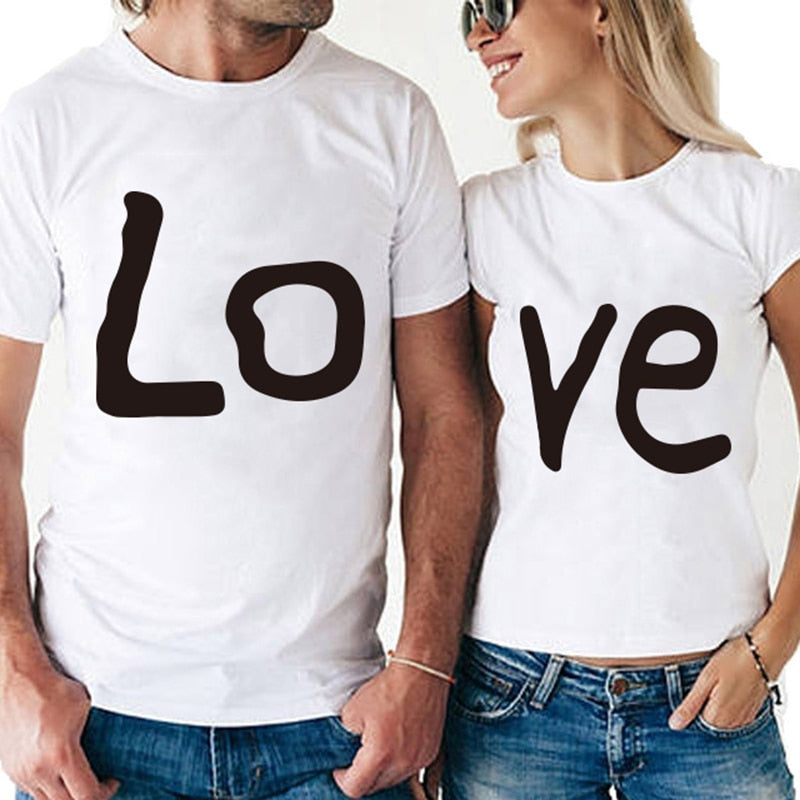 Couple T-shirt Summer Couple LOVE Printed Clothes Couple Tshirt