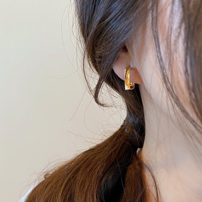 Gold Color Circle Hoop Geometric Earrings for Girls