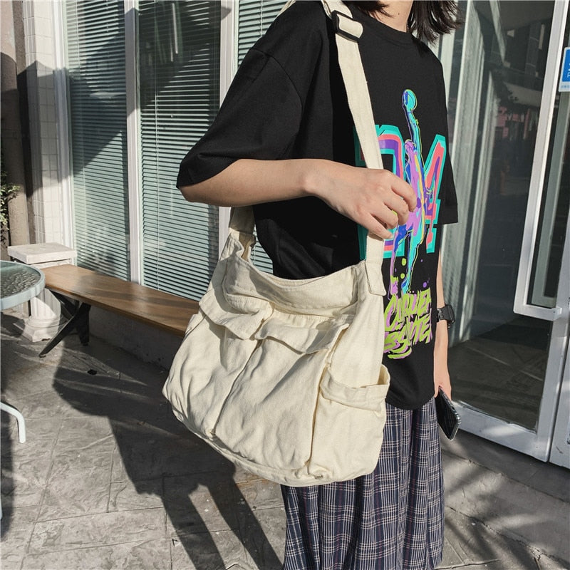Solid Large Capacity Casual Canvas Bag