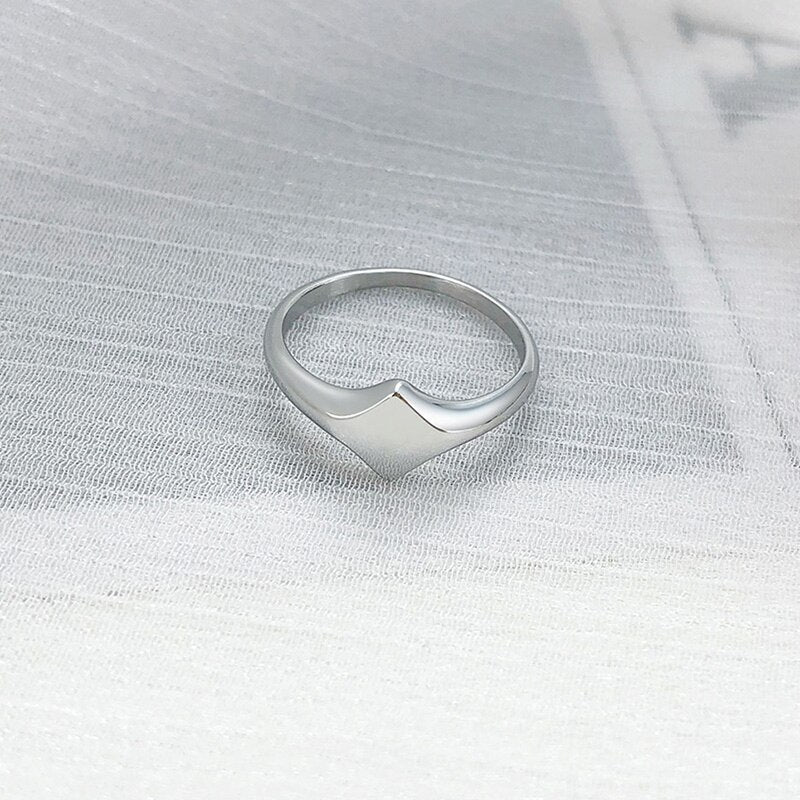 Lotus Signet Stainless Steel Elegant Signet Ring