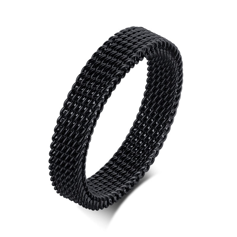 MENS MODERN STAINLESS STEEL MESH BAND RING