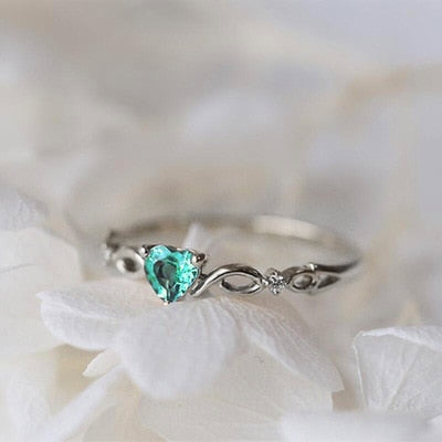 Huitan Simple Heart Ring For Women Female Cute Finger Ring