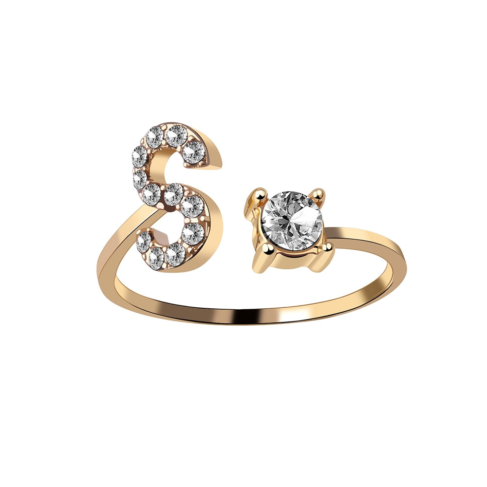 Fashion 26 Initial Letter Silver Color Ring