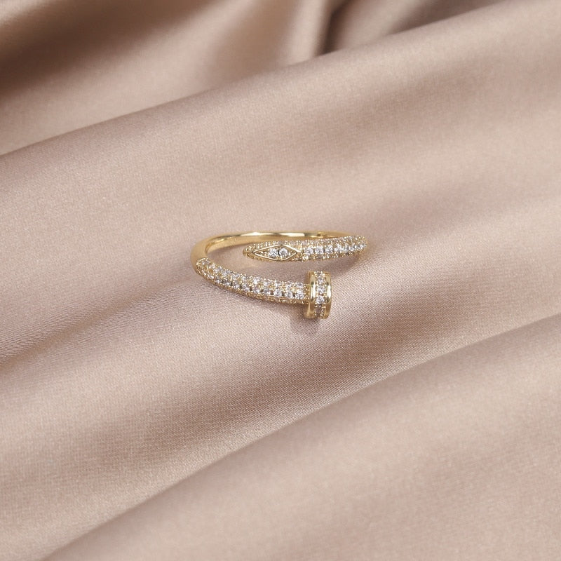 Real Gold Plating AAA Zircon Geometric Ring
