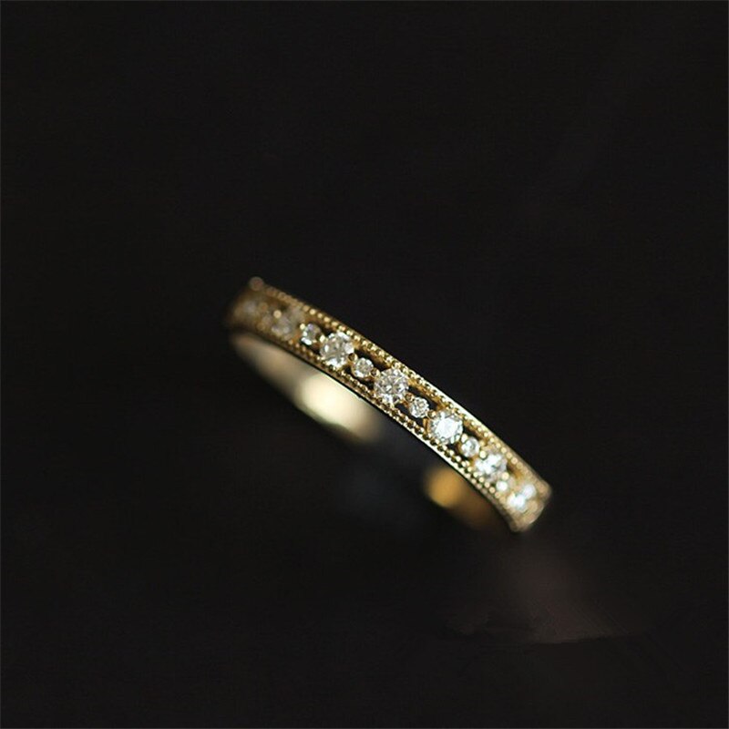925 Sterling Silver Plating Pavé Crystal Hollow Ring