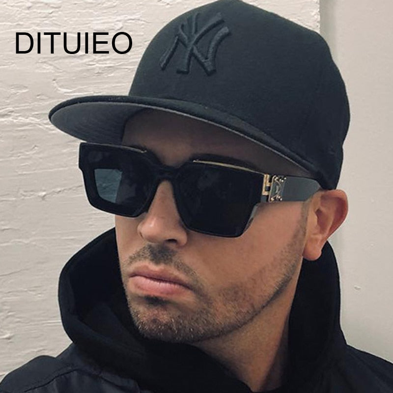 Vintage Square Man Woman Gradient Big Frame Sunglasses