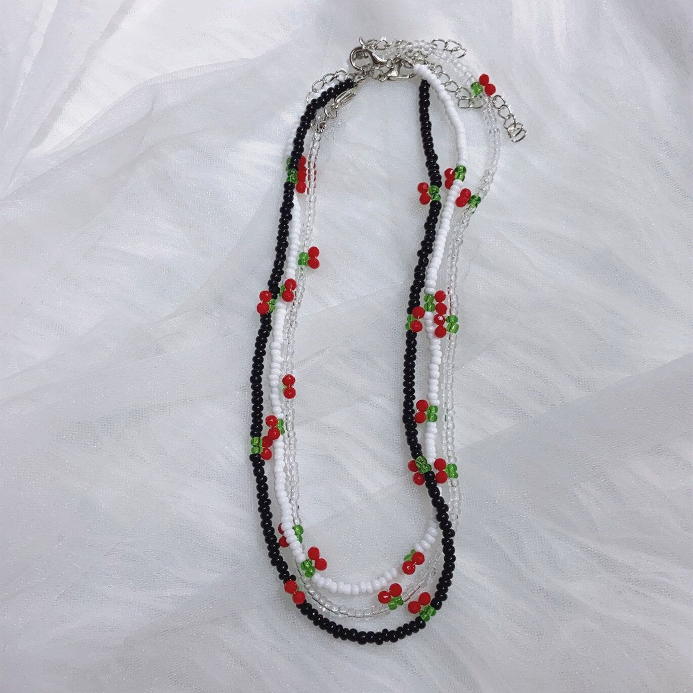 Donarsei Bohemia Beaded Red Cherry Necklace