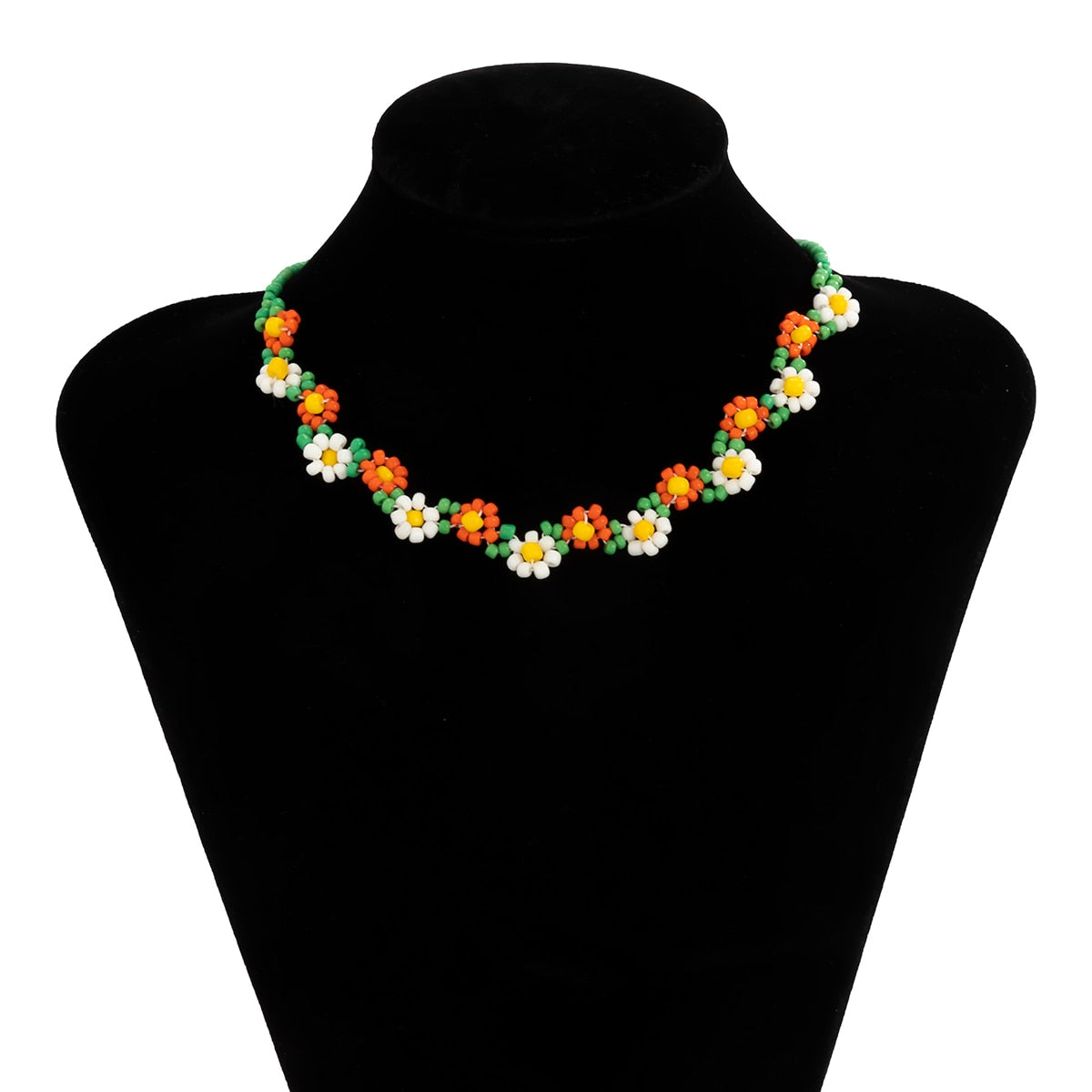 Salircon Trend Bohemia Rainbow Color Seed Beads Chain Choker Necklace
