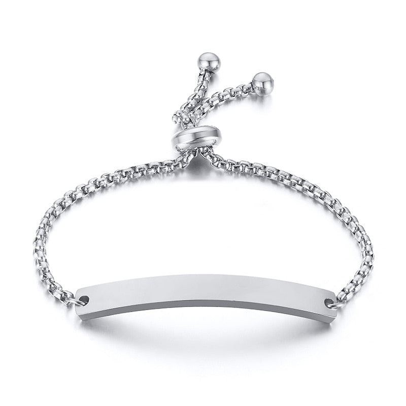 Personalize Baby Name Chain Smooth Bangle Link Gold Tone Bracelet