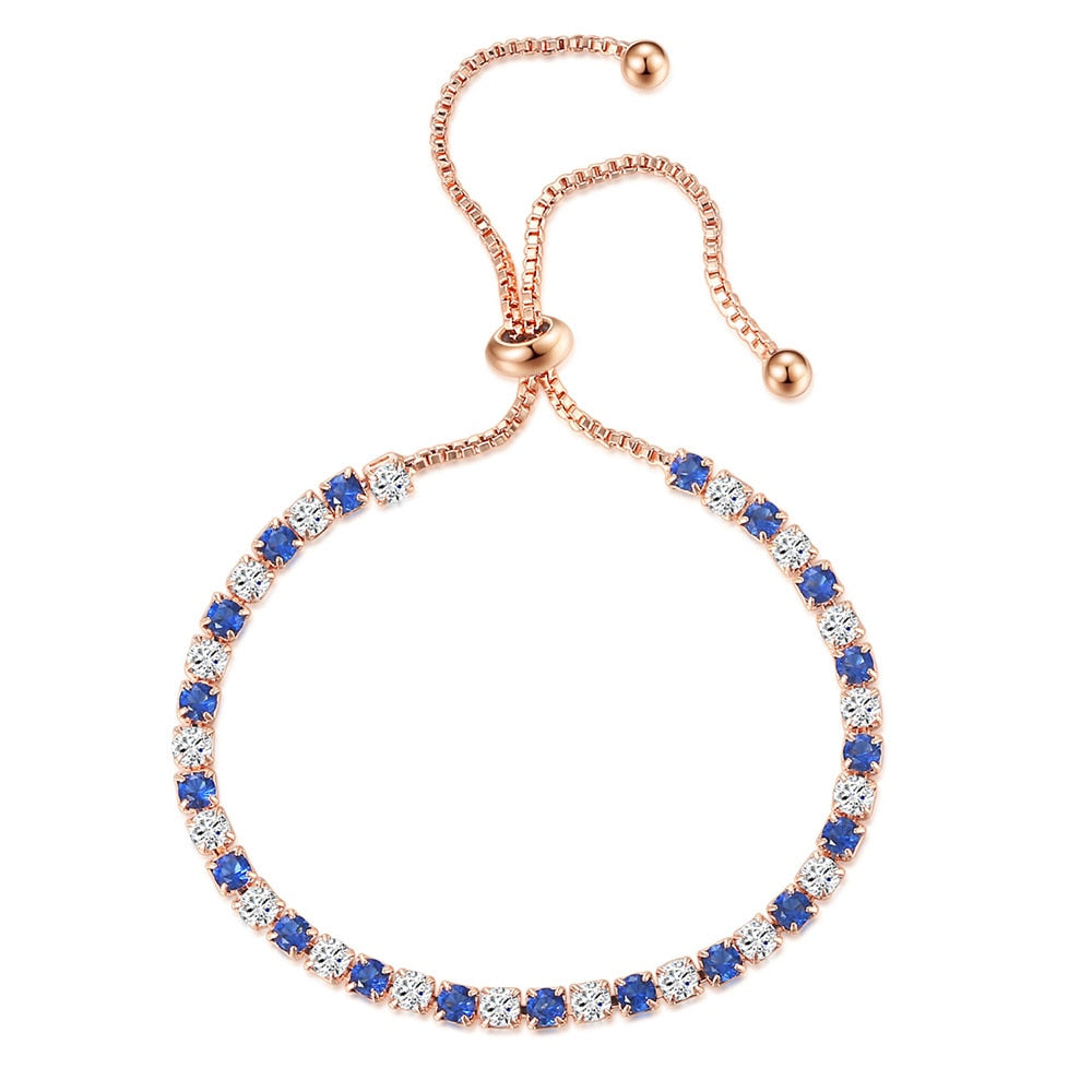 ZHOUYANG Simple Blue Round Zircon Bracelet