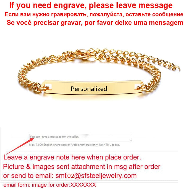 Personalize Baby Name Chain Smooth Bangle Link Gold Tone Bracelet