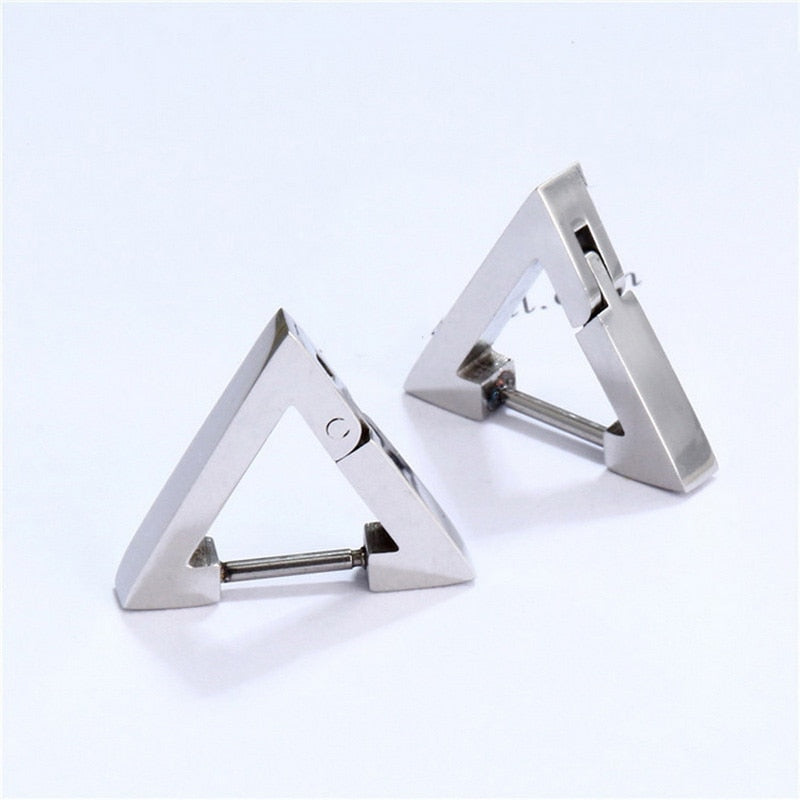 Rinhoo 1 Pcs Triangle Unisex Earrings Stainless Steel