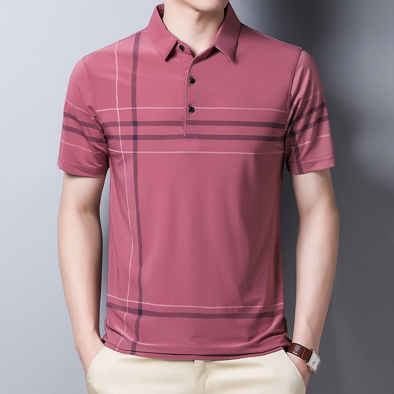 Ymwmhu Fashion Striped Slim Men Polo Shirt