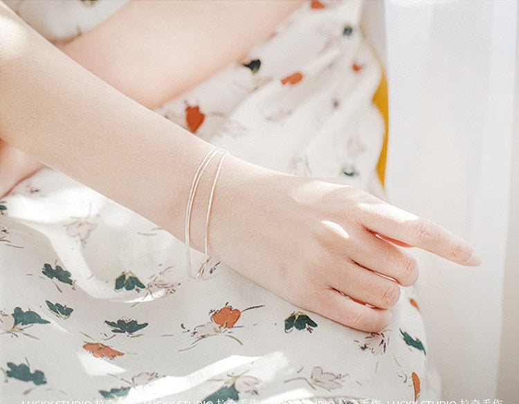 Simple layer Bracelets For Women Silver
