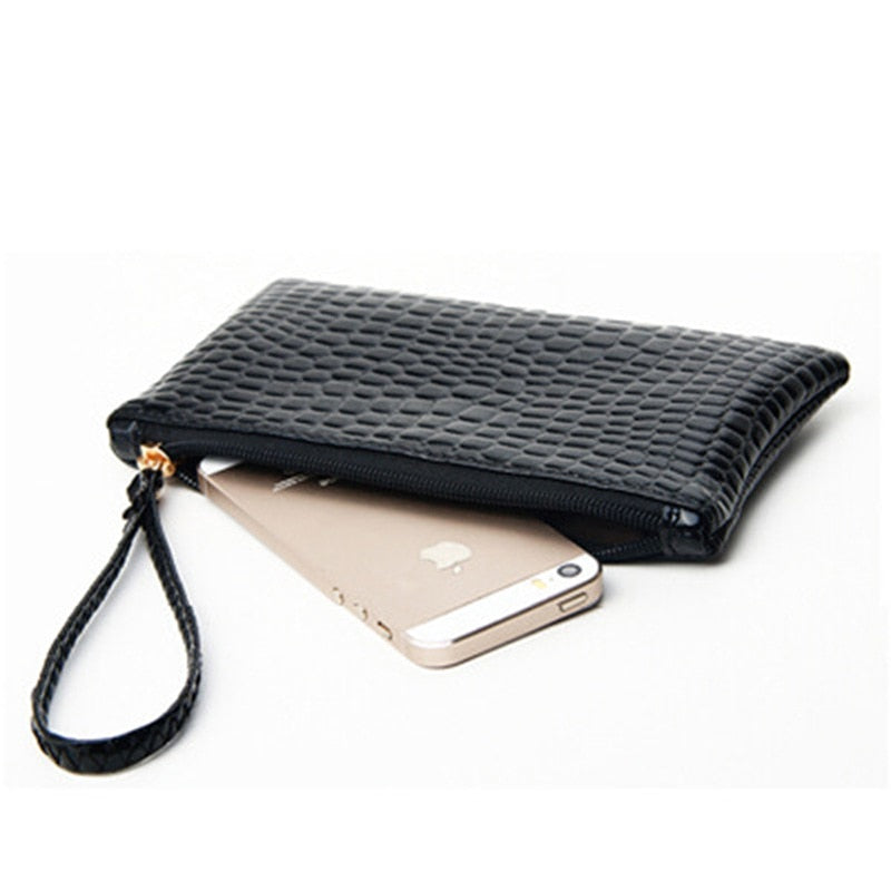 1PC Women PU Clutch Long Casual Wallet  Litchi Grain Coin Purse Female Bag Wrist Bags Zipper Phone Pocket Credit Card Holder