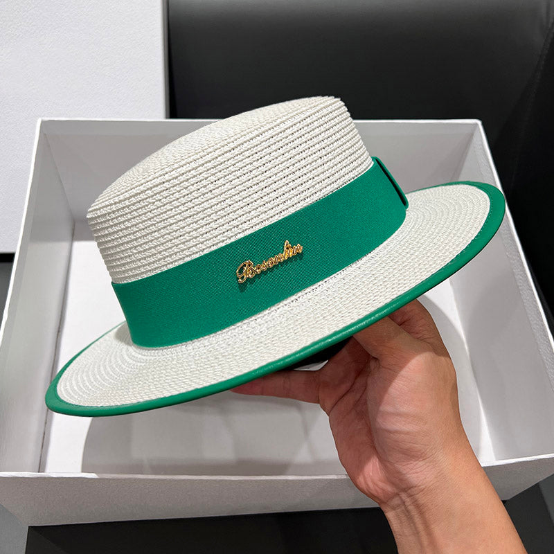 Flat Top Women's Spring/Summer All-Matching Travel Top Hat Strap