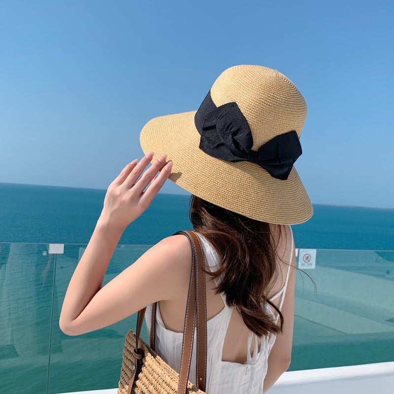 Straw Hat Women's Summer Outdoor Sun Protection Big Brim Straw Woven Bucket Hat Sun Hat Beach Hat UV Protection Sun Hat