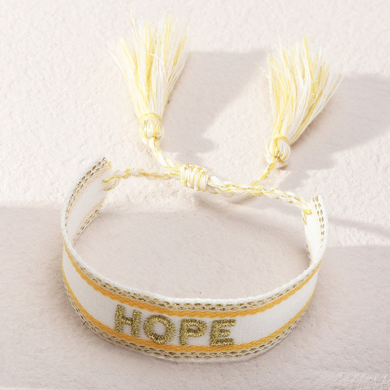 Bohemia Embroidery Letters Woven Tassel Bracele