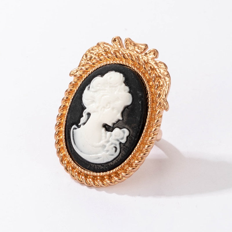 Tocona Bohemian Black Stone Gold Ring for Women