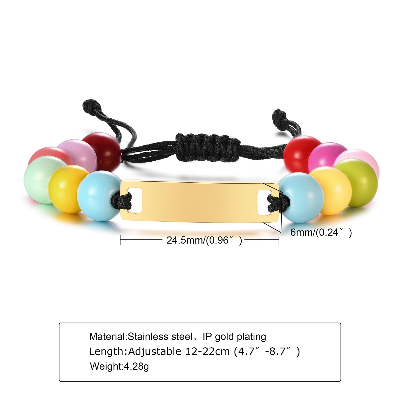 Custom Personalized Name Baby ID Stainless Steel Bracelet