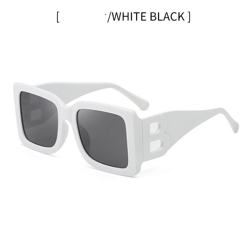 Retro Black Gradient Imwete Oversized Square Sunglasses