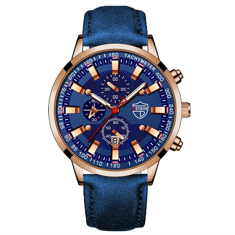 Fashion Mens Business Stainless Steel Quartz Wrist Watch