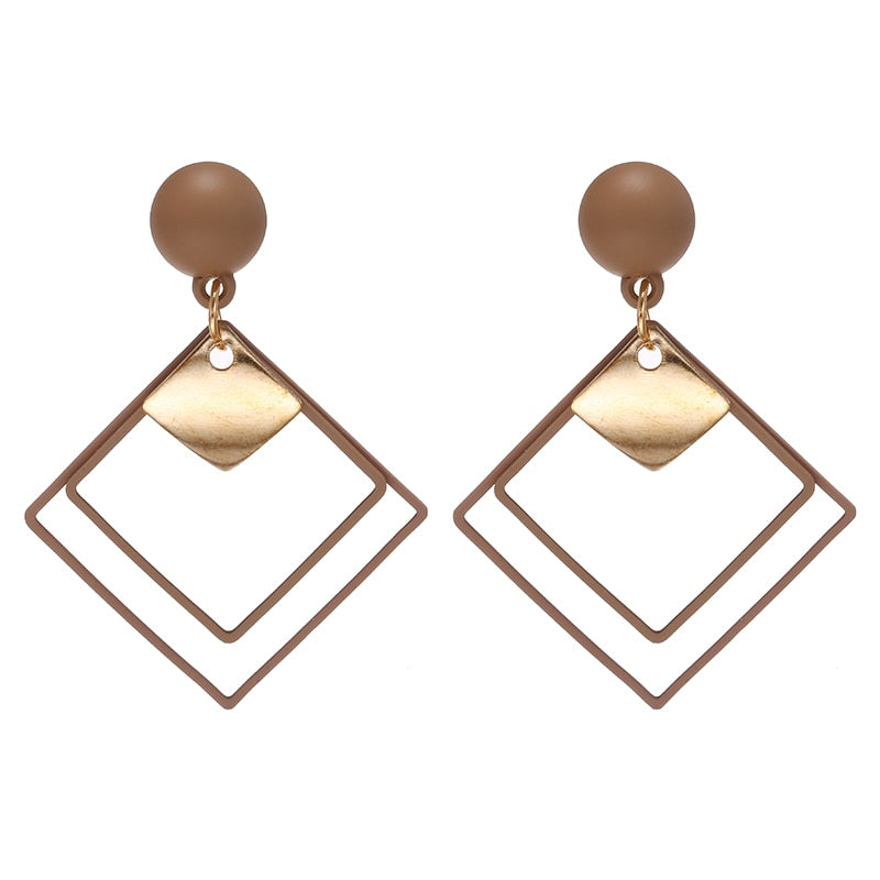Korean Long Statement Geometric Triangle Tassel Dangle Drop Earrings