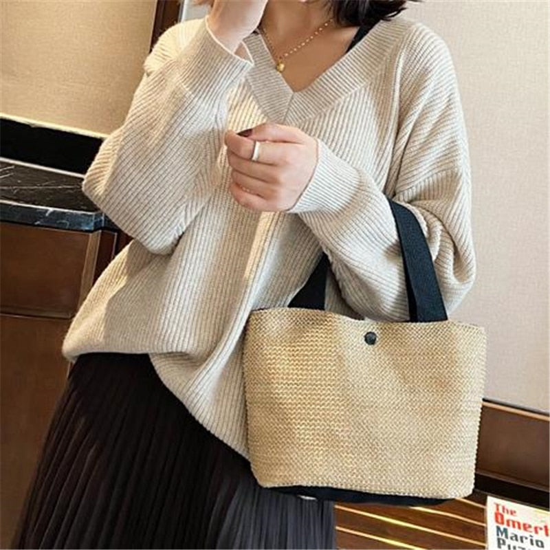 Elegant Ladies Straw Woven Handbag Women