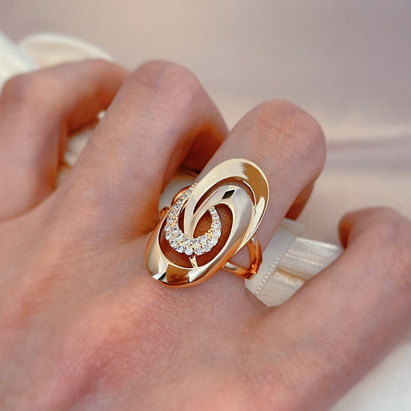 Rose Gold Big Natural Zircon Ring