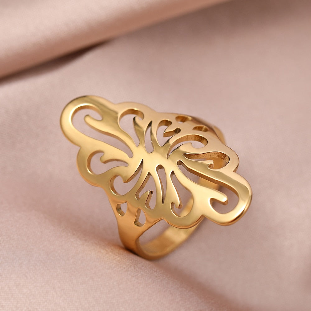 Stainless Steel Ring Geometric Rhombus Antique Ring