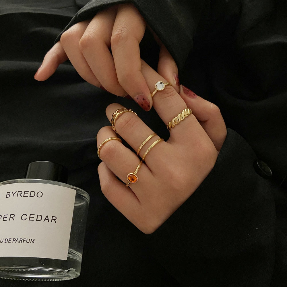 LATS 7pcs Fashion Jewelry Rings Set