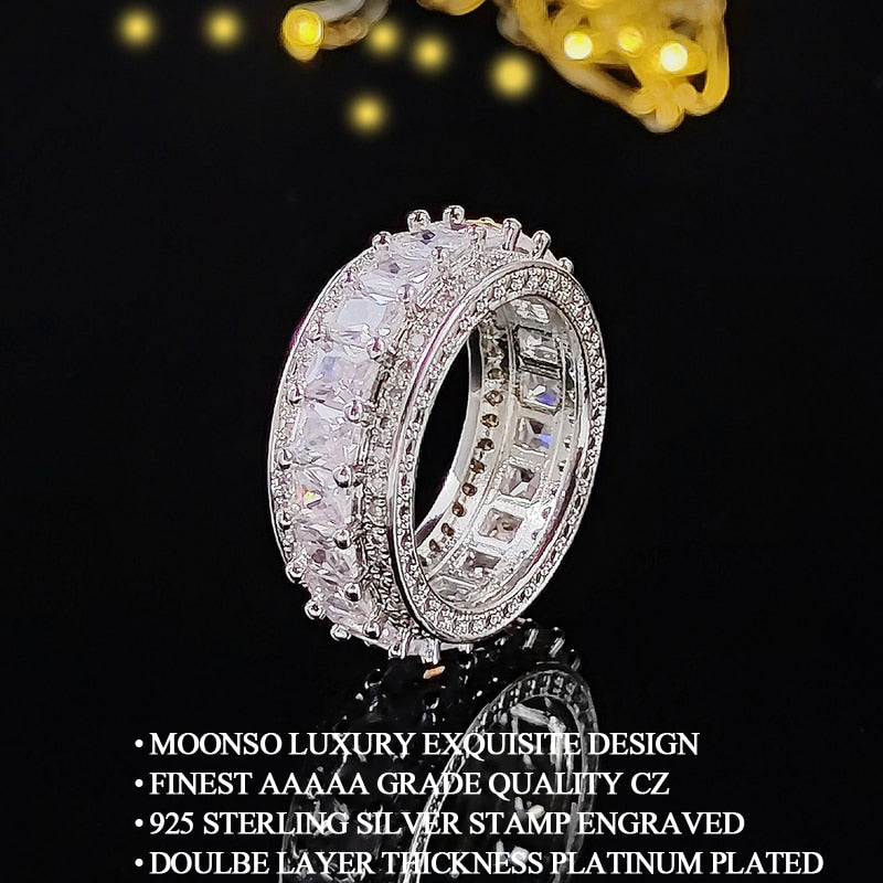 Luxury Rose Gold Silver Color Big Wheel Band Eternity Ring