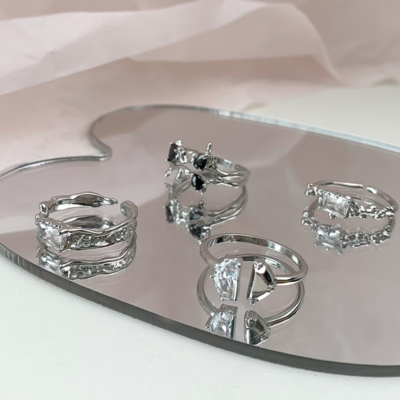 Opal Irregular Natural Stone Ring With White Opal Hollow Ring