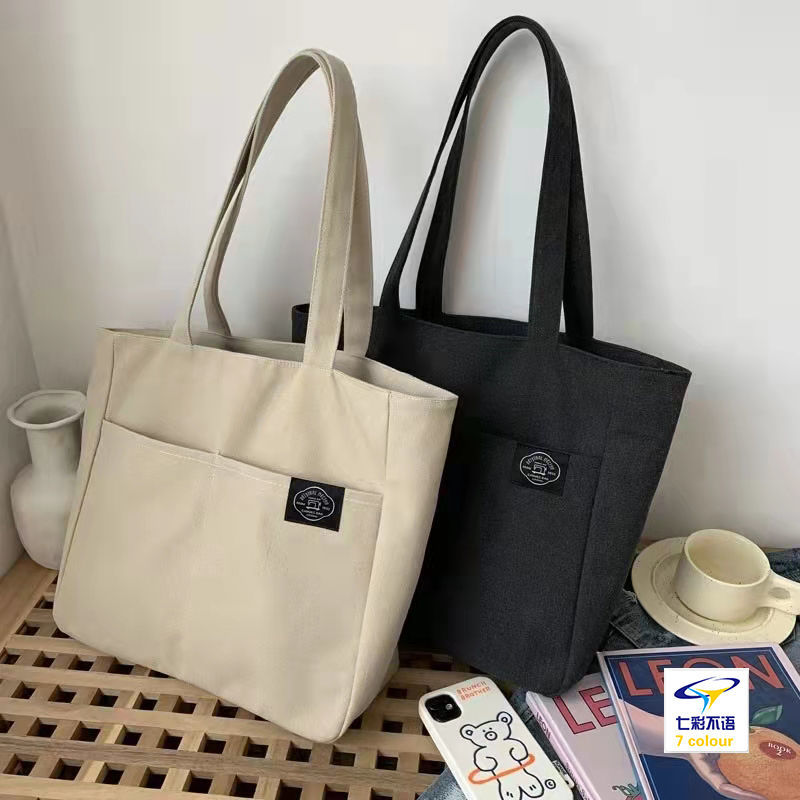 ZHE JIANG Large Capacity Cotton Reusable Canvas Tote Bag