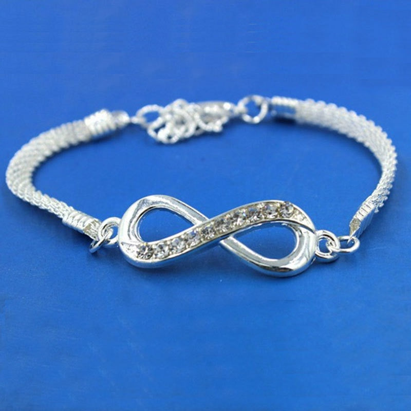 Rhinestone Infinity Pendant Charm Bracelet
