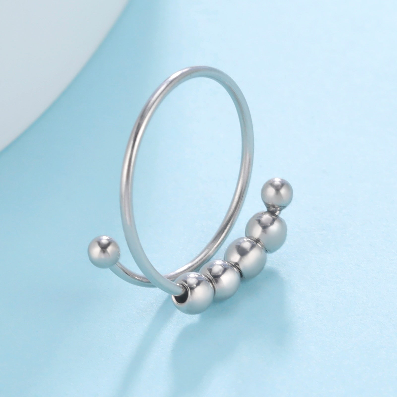 Skyrim Stainless Steel Rotate Beads Anxiety Adjustable Ring