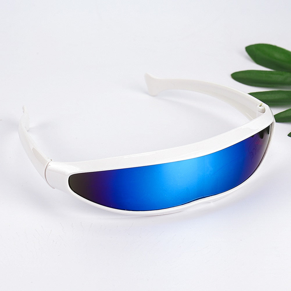 Futuristic Narrow Cyclops Visor Sunglasses Laser Eyeglasses UV400 Personality Mirrored Lens
