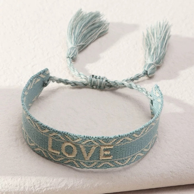 Bohemia Embroidery Letters Woven Tassel Bracele