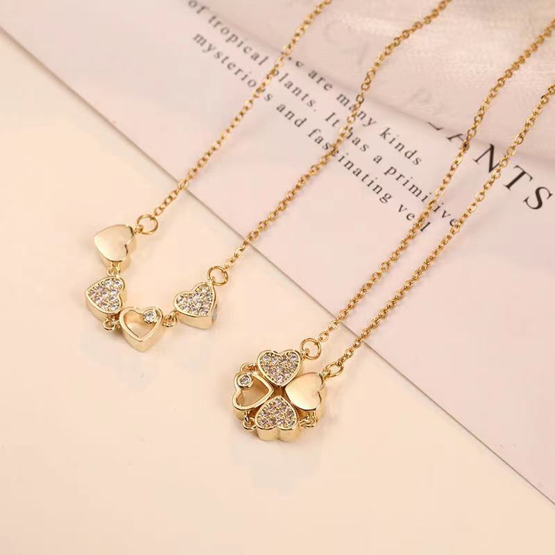 Heart Zircon Crystal Stainless Steel Necklace