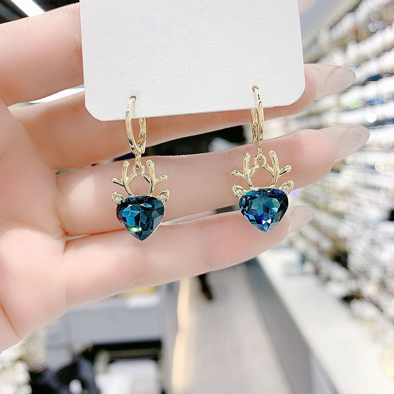 Fashion Shiny Green Rhinestone Pendant Earrings