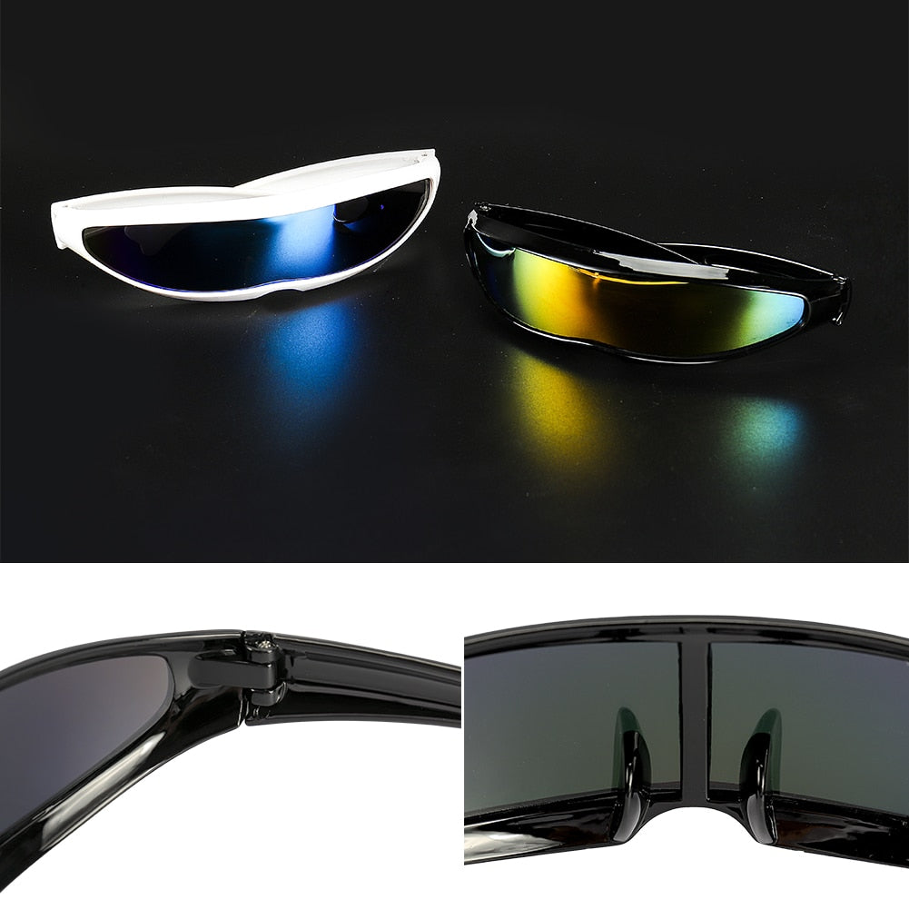 Futuristic Narrow Cyclops Visor Sunglasses Laser Eyeglasses UV400 Personality Mirrored Lens